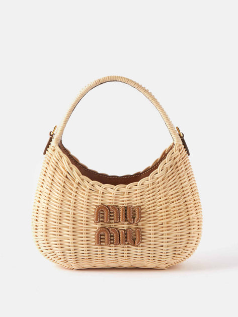 Miu Miu Wicker Cylinder Mini Bag in Brown