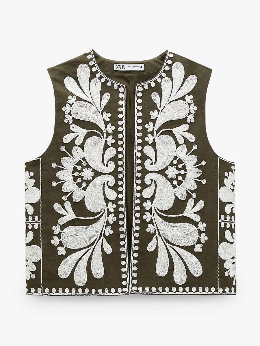 Waistcoat with contrast embroidery Collagerie