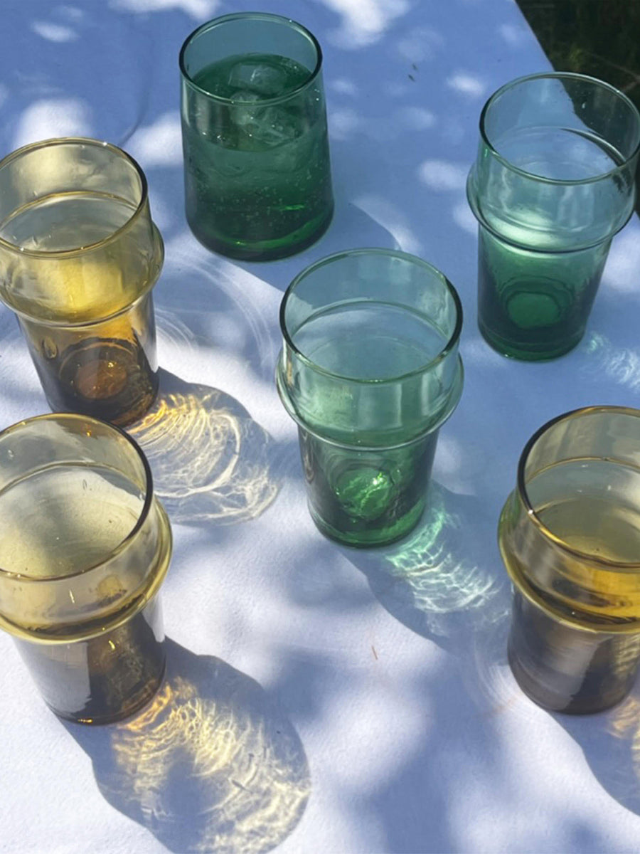 Green Beldi glass tumblers (set of 6) Collagerie