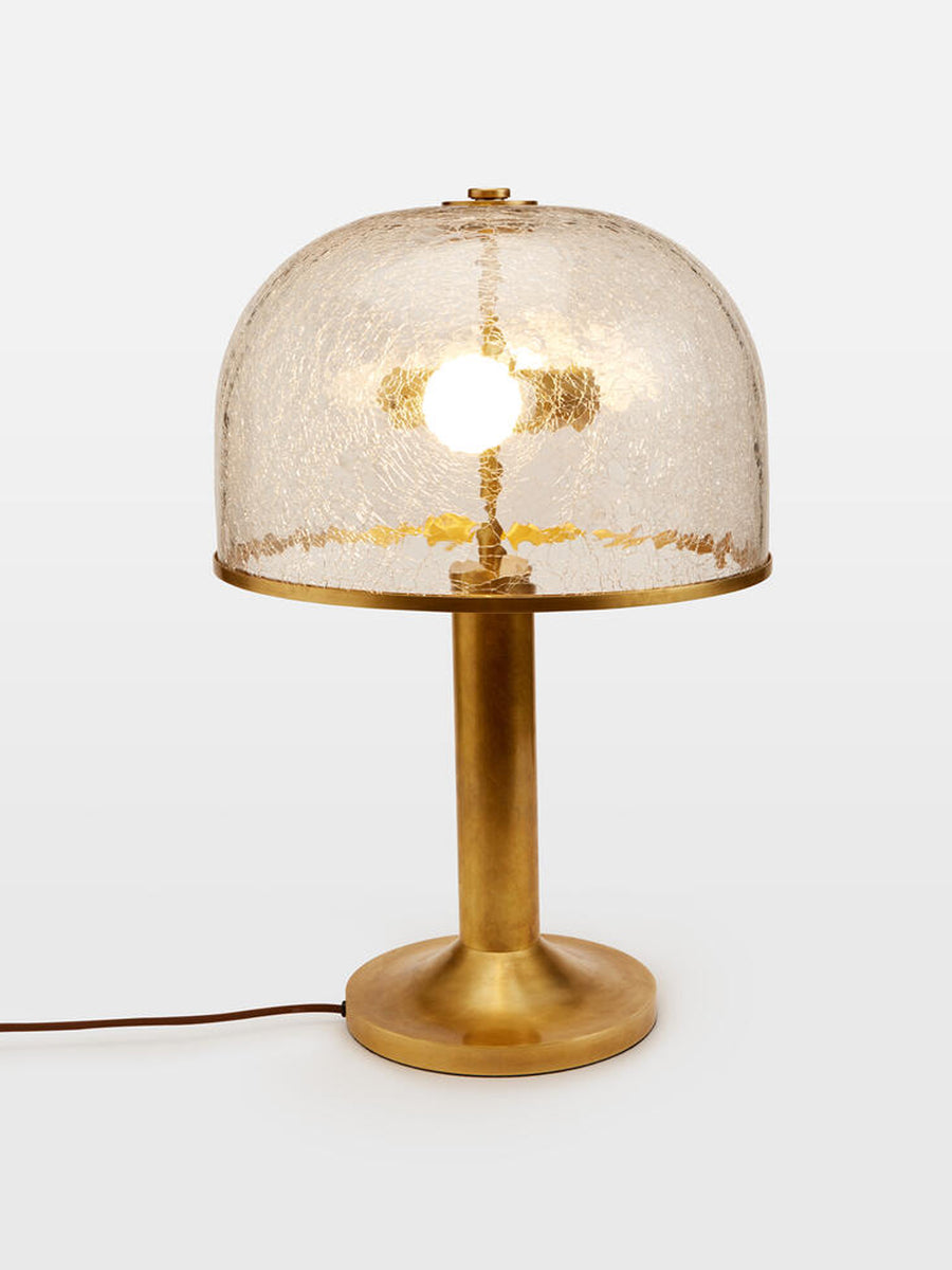 Brass, glass dome table lamp Collagerie