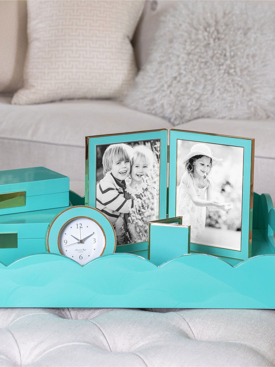 Turquoise and gold alarm clock Addison Ross Collagerie
