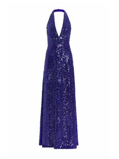 Markarian Cobalt sequin halter Eartha gown at Collagerie