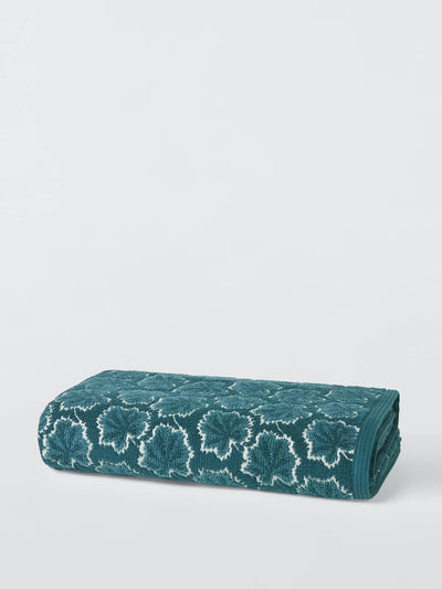 John Lewis X Collagerie Fan leaf towels, petrol blue at Collagerie