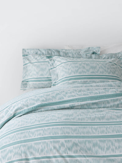 John Lewis X Collagerie Ikat stripe double duvet cover set, eau de nil at Collagerie