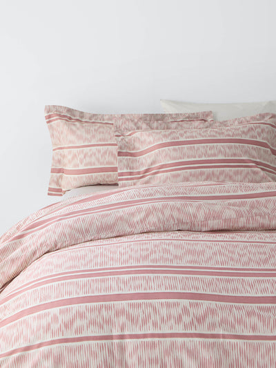 John Lewis X Collagerie Ikat stripe double duvet cover set, rosa at Collagerie