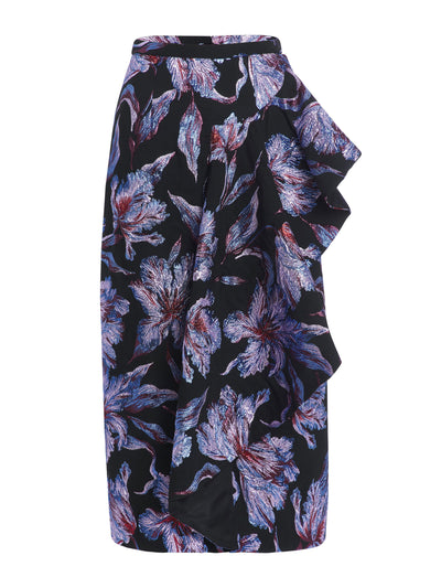 Markarian Metallic hibiscus brocade Shirley midi skirt at Collagerie