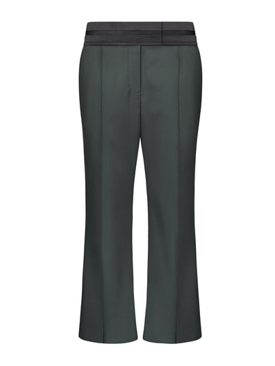 Marina Moscone Verde Apli cropped flare trouser with slit at Collagerie