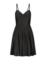 Black satin mini swing dress Clothing Marina Moscone    - Collagerie