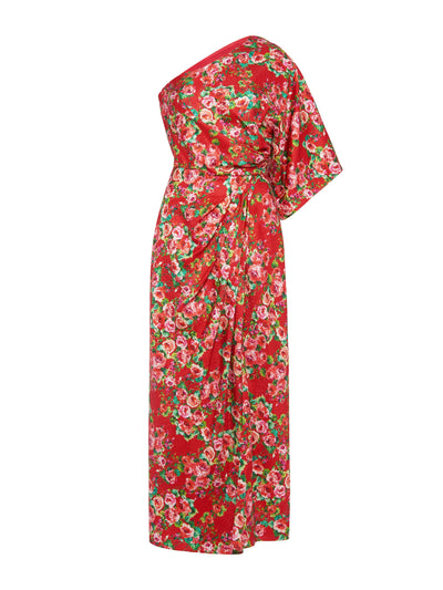 Markarian Red rose draped Carla midi dress at Collagerie