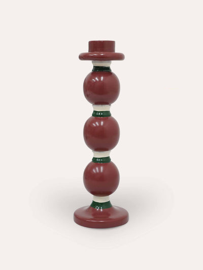 Birdie Fortescue The Sensational Stripey candlestick in red and green at Collagerie