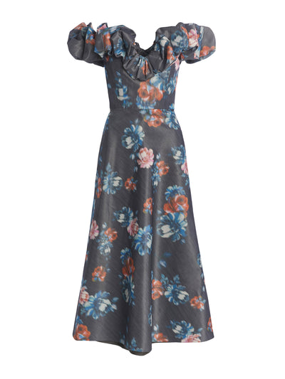 Markarian Dark floral ikat Giada midi dress at Collagerie