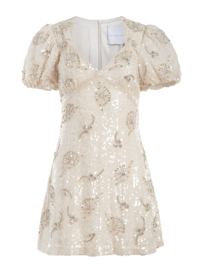 Markarian Ivory floral crystal sequin Ethel mini dress at Collagerie