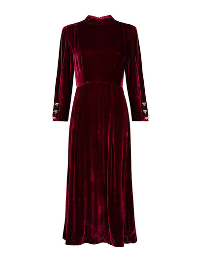 Beulah London Sonia burgundy velvet dress at Collagerie