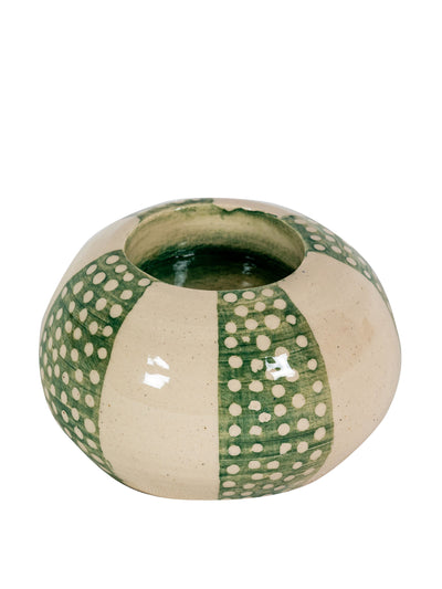 Wicklewood Dots and stripes tealight holder green at Collagerie