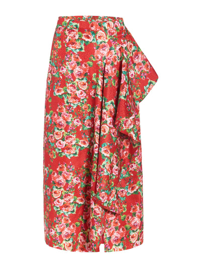 Markarian Red rose floral Shirley midi skirt at Collagerie
