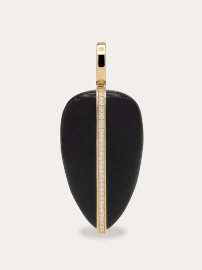 By Pariah Large black onyx diamond pebble pendant | 14K at Collagerie