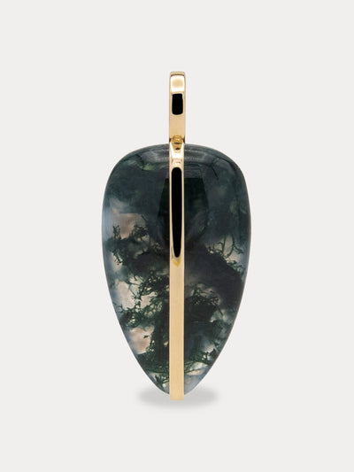 By Pariah Large moss agate pebble pendant | 14K at Collagerie