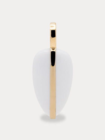 By Pariah Small white agate pebble pendant  14K at Collagerie