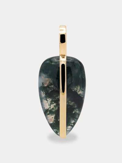 By Pariah Moss Agate small pebble pendant | 14K at Collagerie