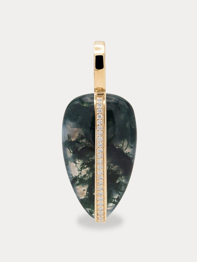 By Pariah Moss Agate small diamond pebble pendant | 14K at Collagerie