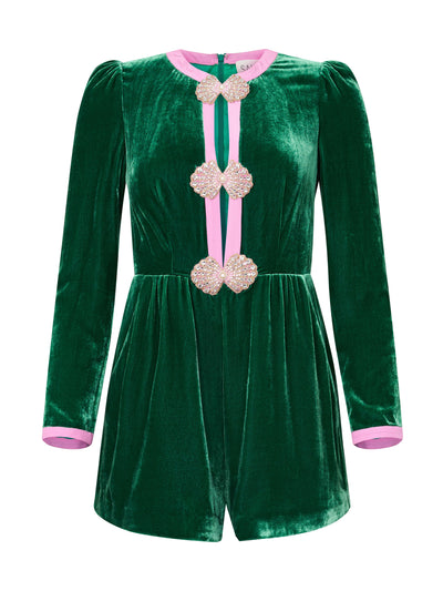 Saloni Emerald bows Camille playsuit at Collagerie