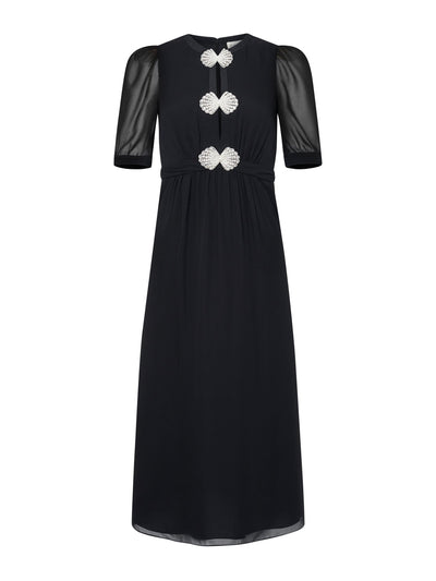 Saloni Black pearl clamshell Jamie dress at Collagerie