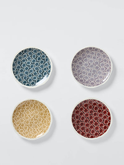 John Lewis X Collagerie Aster fan leaf fine china assorted side plates (set of 4) at Collagerie