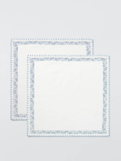 John Lewis X Collagerie Blue stripe border cotton napkins (set of 2) at Collagerie