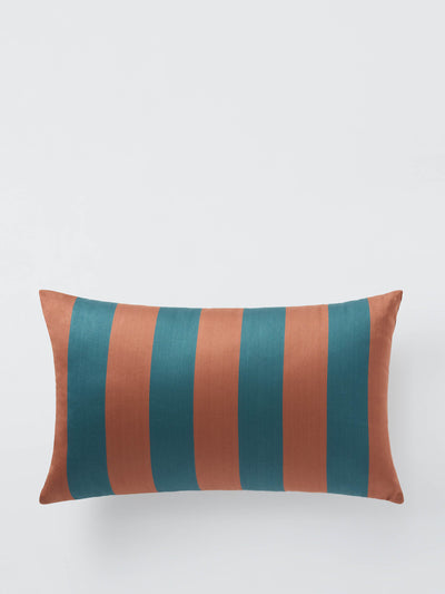 John Lewis X Collagerie Satin stripe cushion, auburn at Collagerie