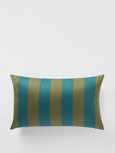 John Lewis X Collagerie Satin stripe cushion, olive at Collagerie