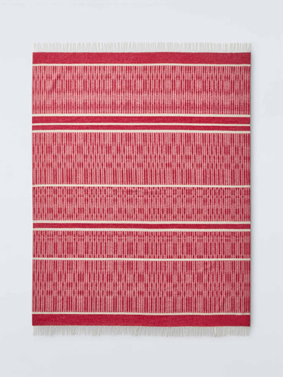 John Lewis X Collagerie Ikat stripe merino wool throw, bright red at Collagerie