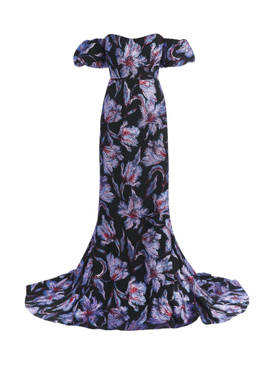Markarian Hibiscus metallic brocade Astaire Gown at Collagerie