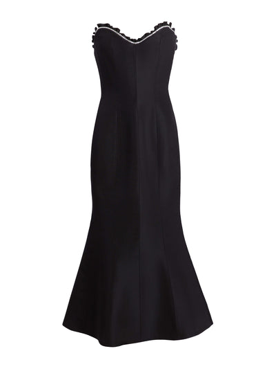 Markarian Odelina black silk faille midi dress at Collagerie