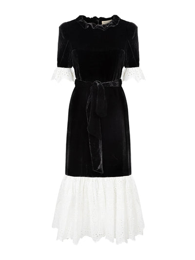 Beulah London Aster black silk velvet dress at Collagerie