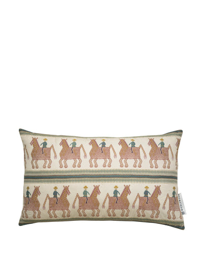 Wicklewood Caballo red and blue oversized oblong cushion at Collagerie