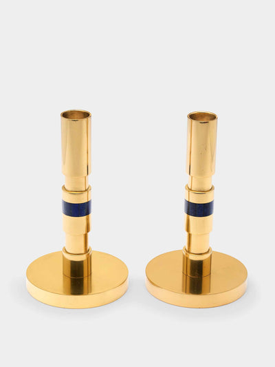 Viya Majestic brass and semi-precious stone candlesticks (set of 2) at Collagerie