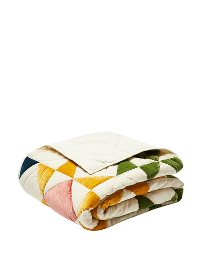 Oliver Bonas Patchwork multicolour velvet bedspread at Collagerie