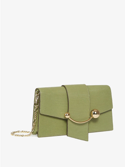 Strathberry Ace Mini Croc-embossed Crossbody Bag in Green