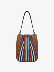 Chestnut, black and blue stripe Bollo midi bag