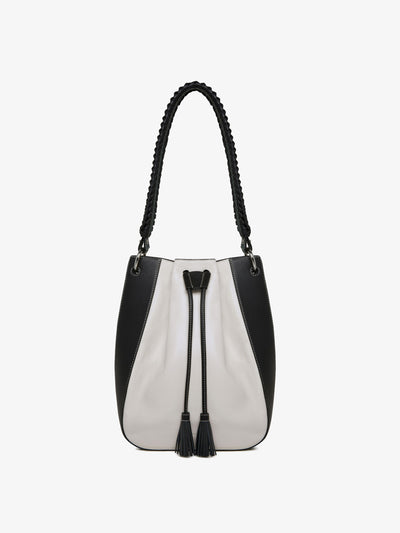 Strathberry x Collagerie White, black and green Bollo midi bag at Collagerie