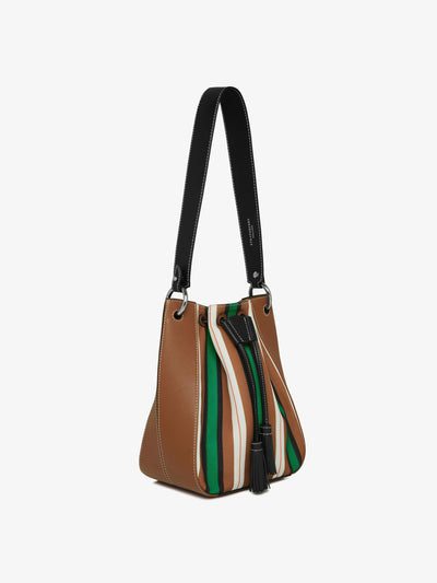 Strathberry x Collagerie Chestnut, black and green stripe Bollo bag at Collagerie