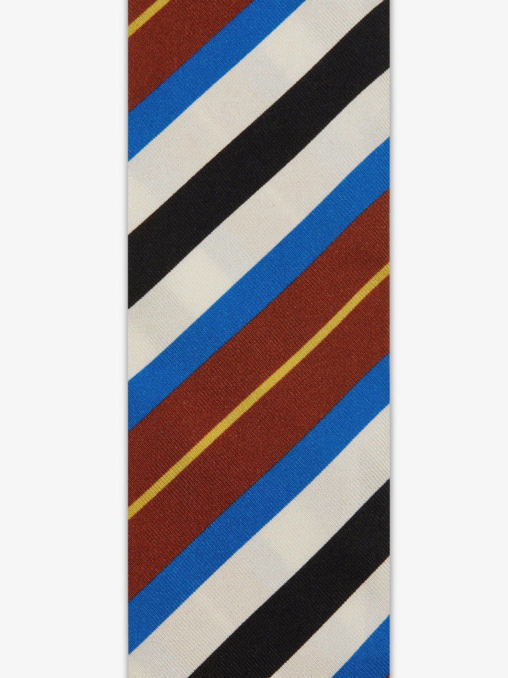 Blue stripe silk skinny scarf