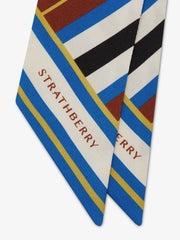 Blue stripe silk skinny scarf