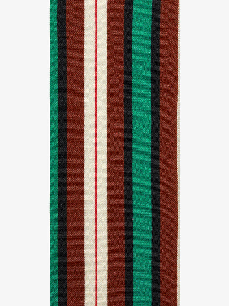 Green stripe silk skinny scarf