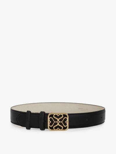 Strathberry Black Strathberry Monogram wide buckle belt at Collagerie