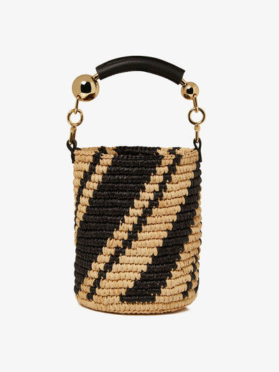 Strathberry Raffia black natural Crescent basket bag at Collagerie