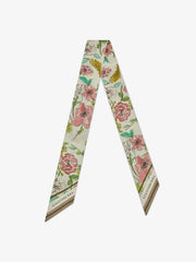 Floral watercolour print silk skinny scarf Silk Skinny Scarf Strathberry    - Collagerie