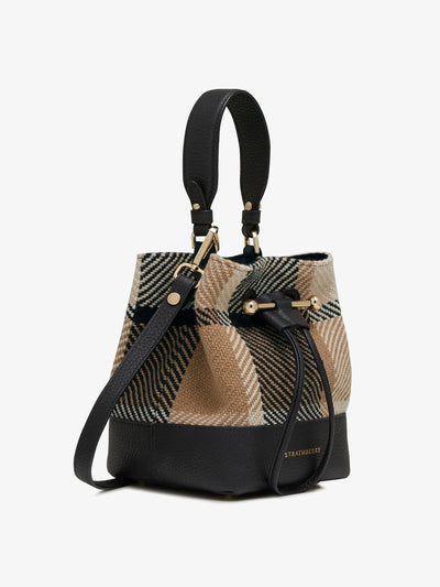 Strathberry Black and camel tartan Osette crossbody bag at Collagerie