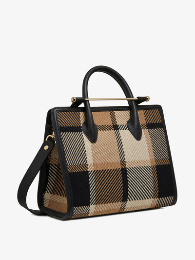 Strathberry Black, camel tartan The strathberry midi tote bag at Collagerie