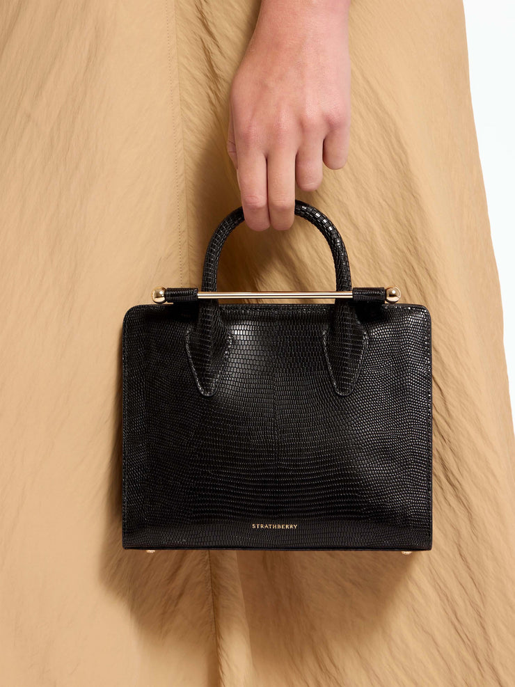 Lizard-embossed leather black The Strathberry mini tote The Strathberry Mini Tote Strathberry    - Collagerie